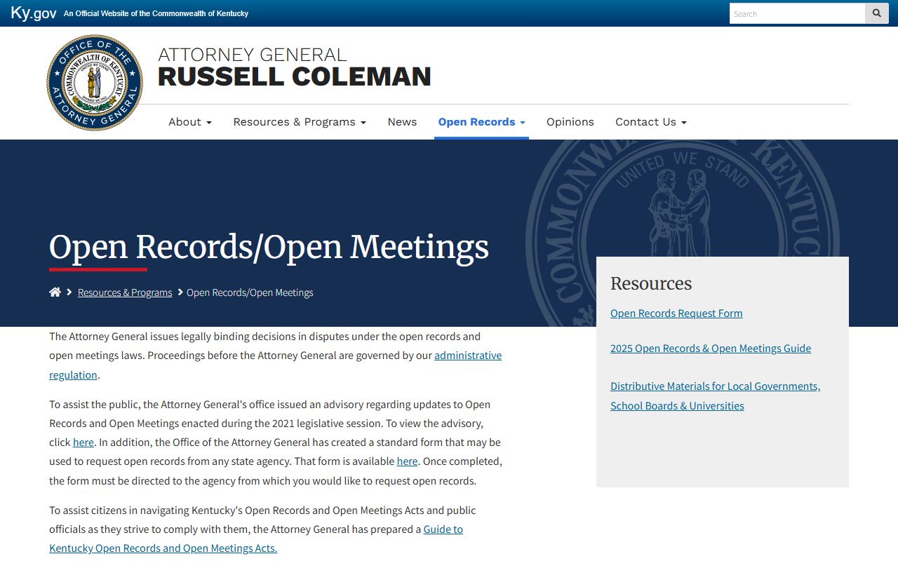 Simpson County court records Kentucky Attorney General open records source
