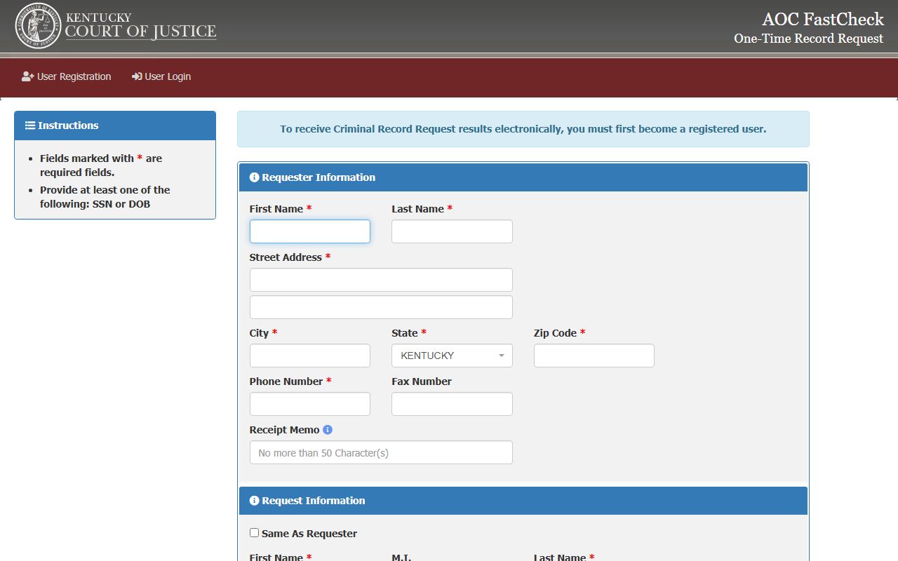 Simpson County criminal court records AOC FastCheck request