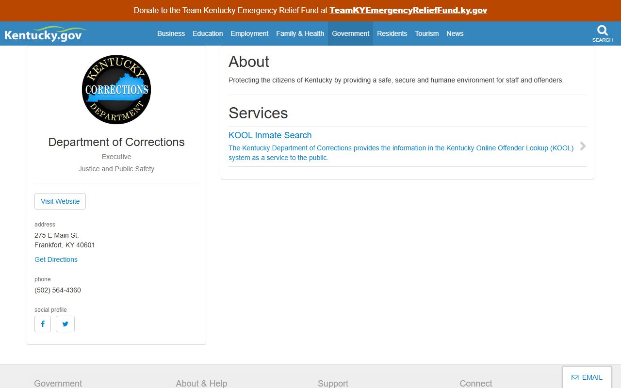 Simpson County inmate search Kentucky Department of Corrections profile