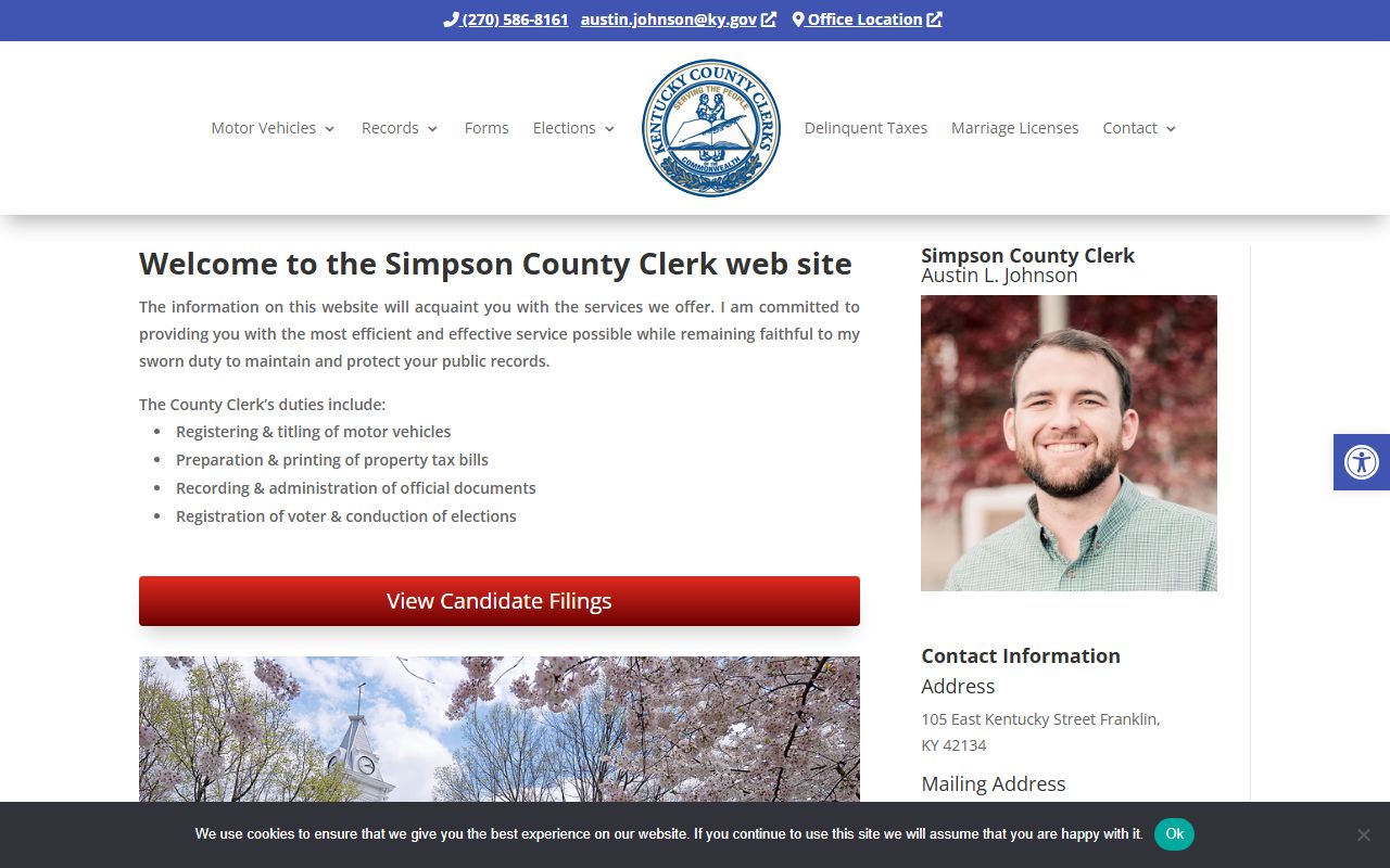 Simpson County marriage records County Clerk home page