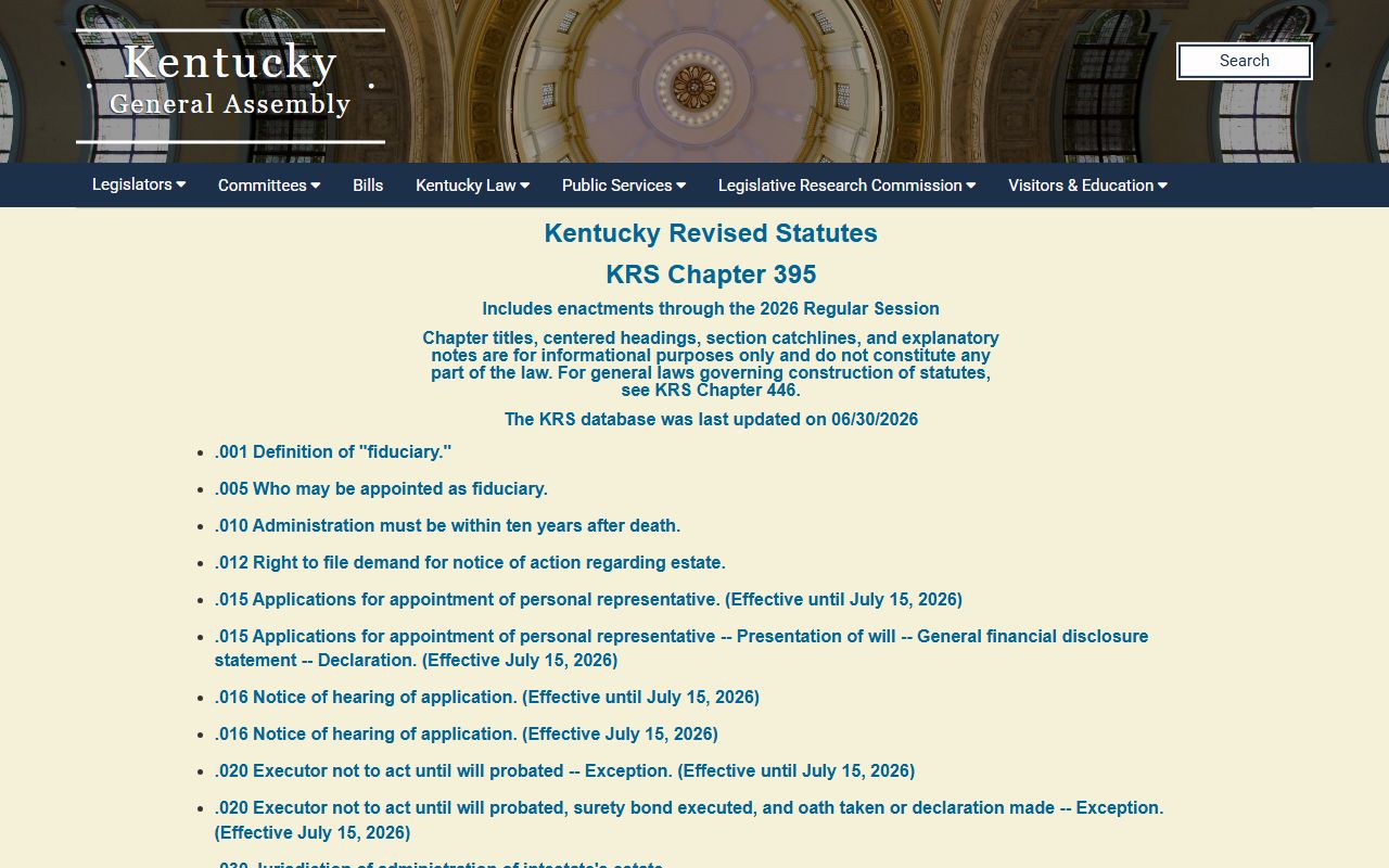 Simpson County probate records KRS Chapter 395 estate law
