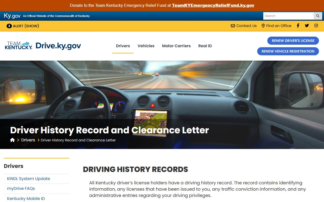 Simpson County traffic court records KYTC driver history guidance