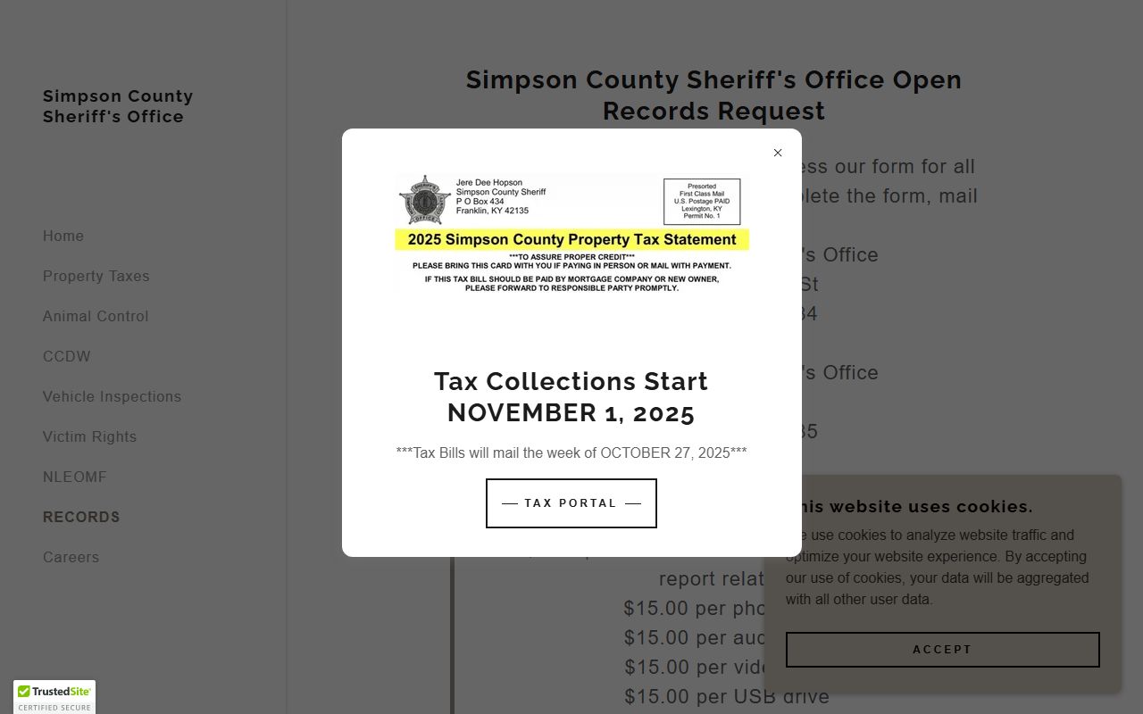 Simpson County warrant search sheriff records page